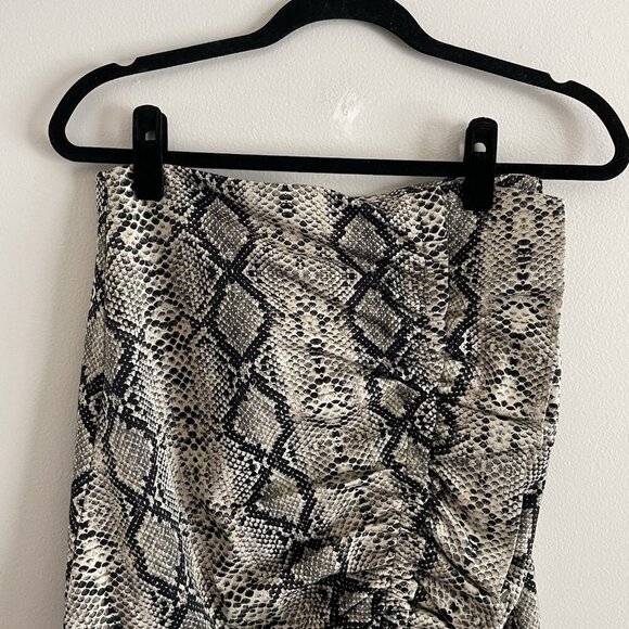 Zara Women Size M Snakeskin Animal Print High Rise Ruched Ruffle Mini Skirt - Picture 4 of 9